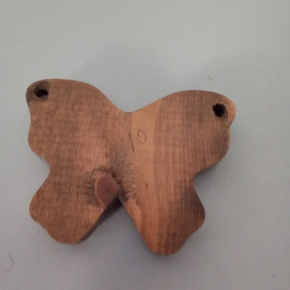 Vintage Rustic Wooden Butterfly Wall Hanging Plaque Brown Handcrafted Decor 4x3